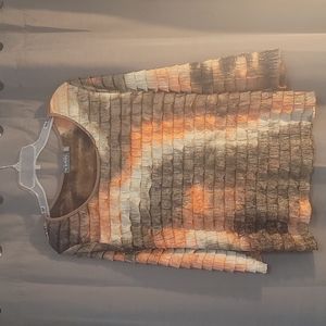 NY Knits Ruffled, Long Sleeved Blouse, Size XL